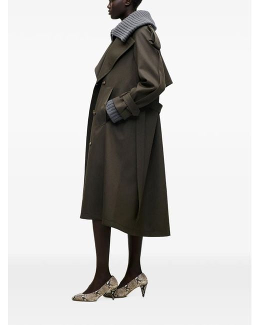 Victoria Beckham Black Double-Breasted Belted Trench Coat