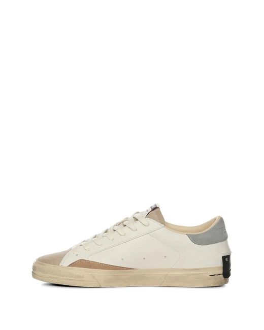 Crime London White Distressed 2.0 Leather Sneakers for men
