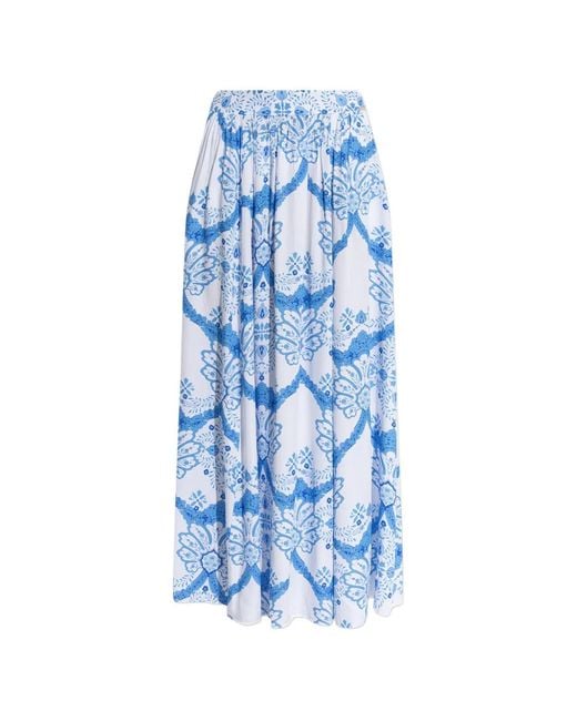 Melissa Odabash Blue Shiloh Floral-Print Skirt