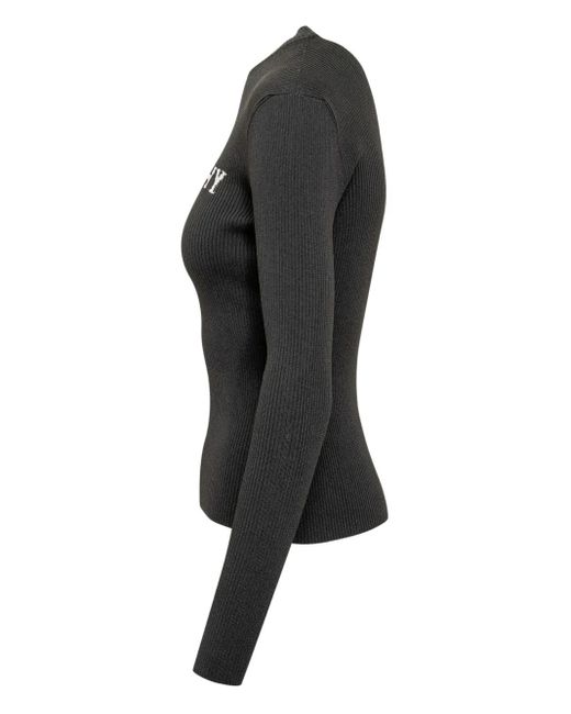 Givenchy Black Ribbed Logo-Jacquard Sweater
