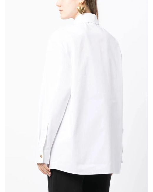 Versace White Cut-Out Detail Long-Sleeve Shirt