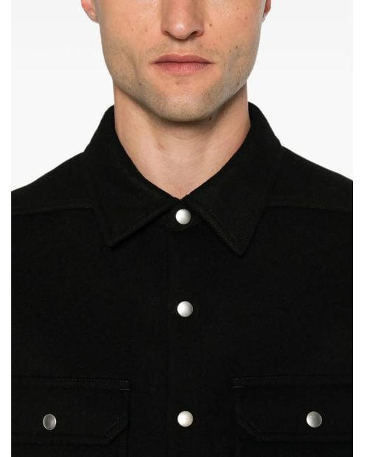 Rick Owens Black Surchemise À Boutonnière for men