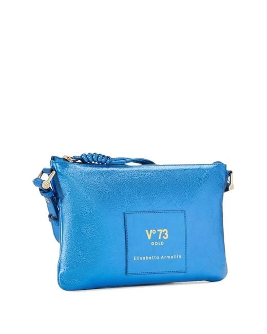 V73 Blue Logo-Patch Shoulder Bag