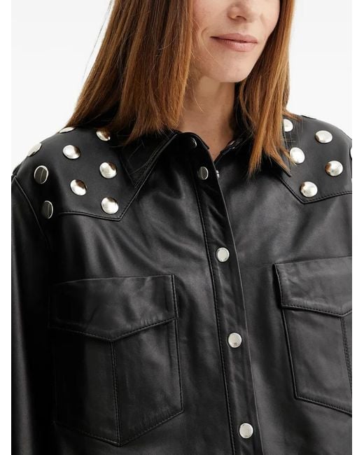 Gestuz Black Studded-Embellished Cropped Jacket