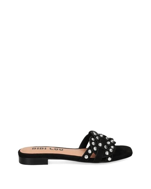 Bibi Lou Black Studded Braided Sandals