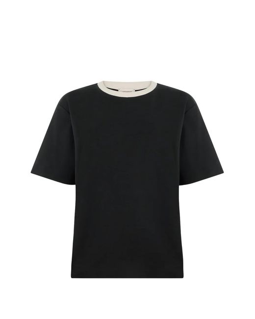 Weekend by Maxmara Black Logo-Print Contrast-Trim T-Shirt