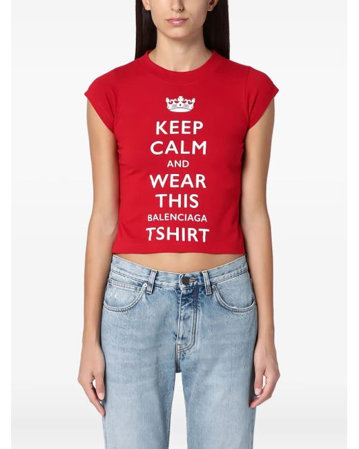 Balenciaga Red Graphic-Print Short-Sleeve T-Shirt
