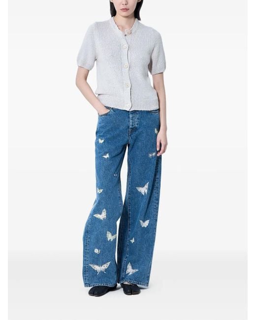 Our Legacy Blue Silk Knit Button Top