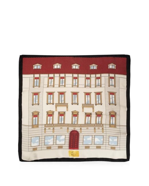 Moschino Natural Architectural-Print Silk Scarf