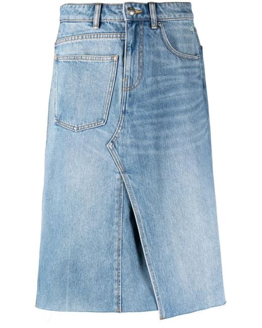 Tory Burch Blue Deconstructed Denim Skirt