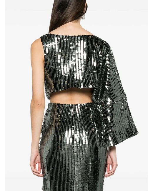 Top asimétrico con lentejuelas ‎Taller Marmo de color Black