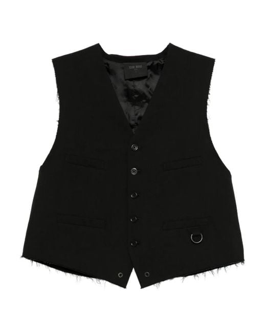Chaleco Con Cuello En V TEAM WANG design de color Black