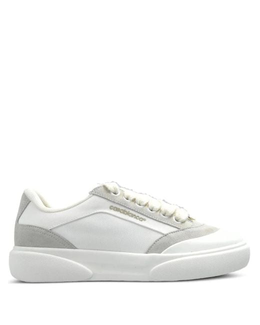 Casablanca White Canvas Sneakers With Suede Insert for men