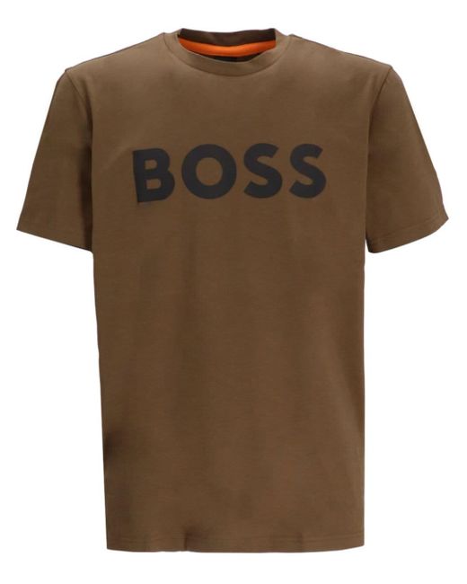 T-shirt en coton à logo imprimé Boss pour homme en coloris Brown