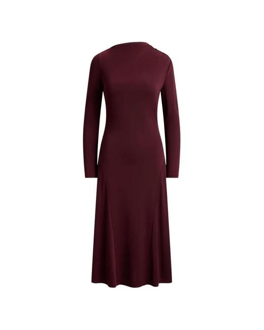 Ralph Lauren Purple Yamilla Draped Long-Sleeve Dress