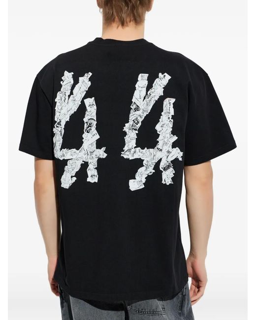 44 Label Group Black Graphic-Print T-Shirt