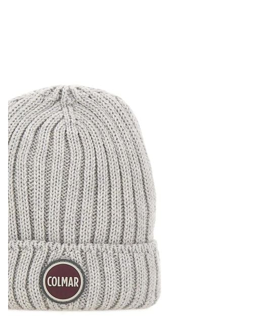 Colmar White Gerippte Beanie Logo-Patch