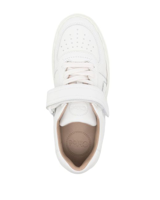 Chloé White Lauren Sneakers mit Klettverschluss