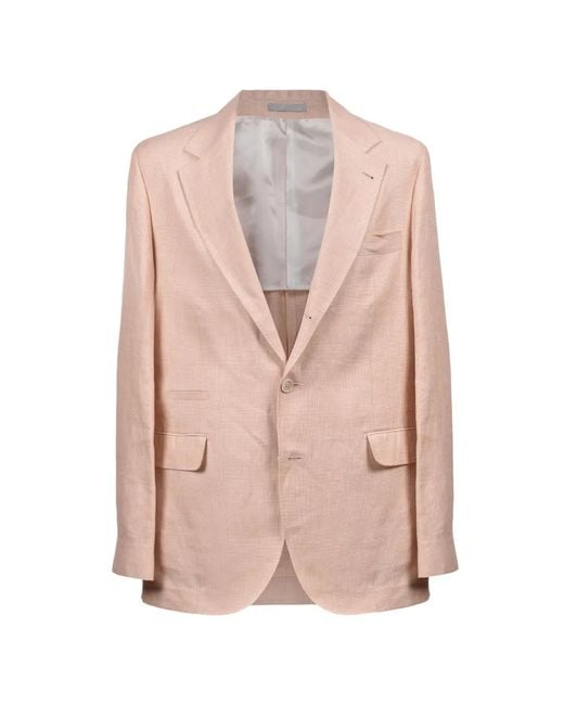Brunello Cucinelli Pink Prince Of Wales Check Blazer for men