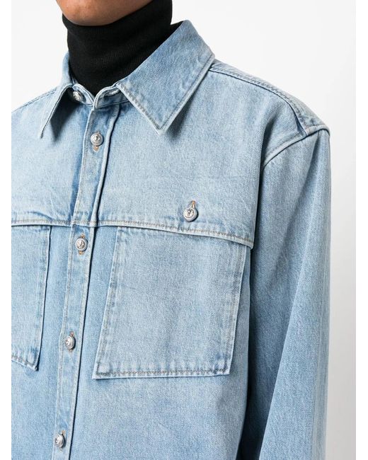 Balmain Blue Faded Denim Shirt-Jacket for men