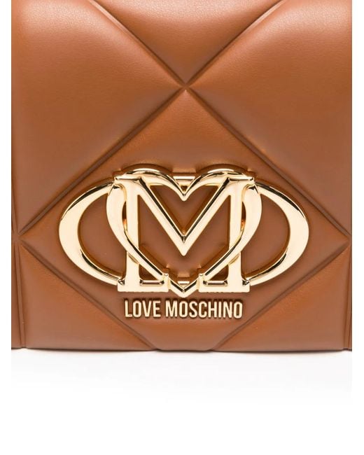 Love Moschino Brown Quilted Logo Cross Body Bag