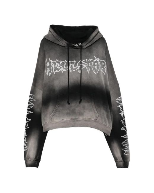 HELLSTAR Black Graphic Hooded Sweatshirt for men