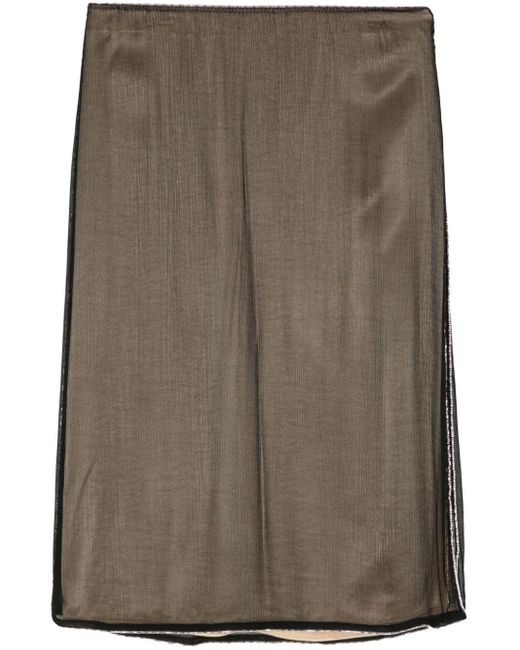 Vince Brown Semi-sheer Beaded Skirt