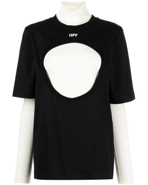 Off-White c/o Virgil Abloh Black Meteor Layered Cotton T-Shirt