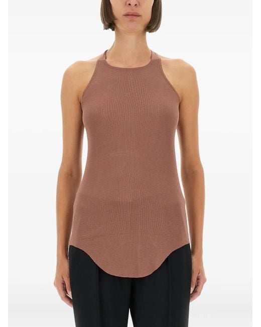 Rick Owens Pink Solid Halter Neck Top