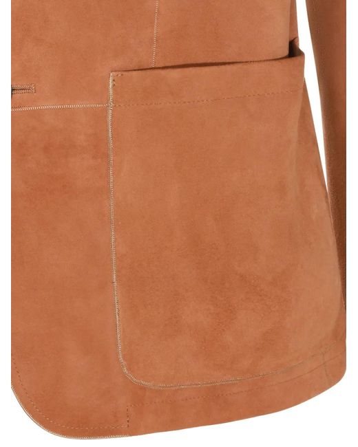 Canali Brown Single-Breasted Suede Jacket for men