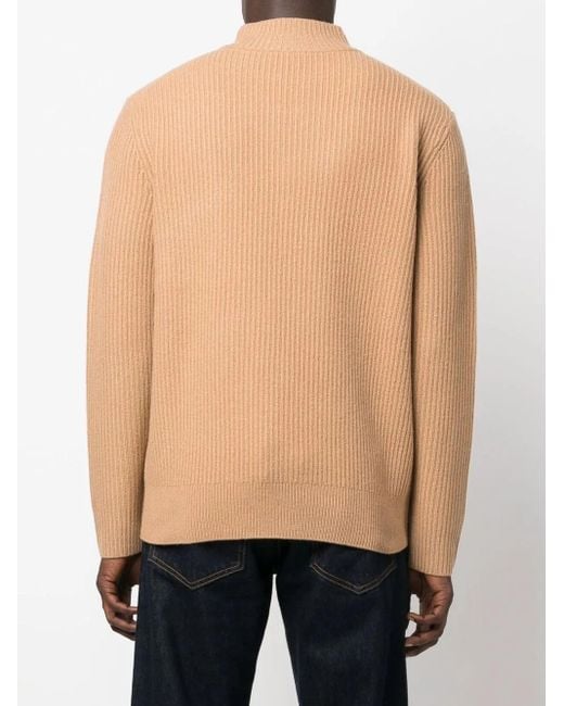 A.P.C. Brown Ribbed-Knit High-Neck Jumper for men