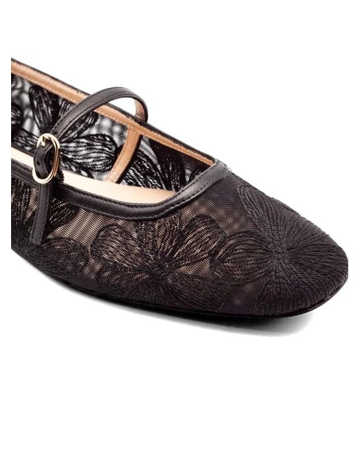 Roberto Festa Black Floral Strap Ballet Flats