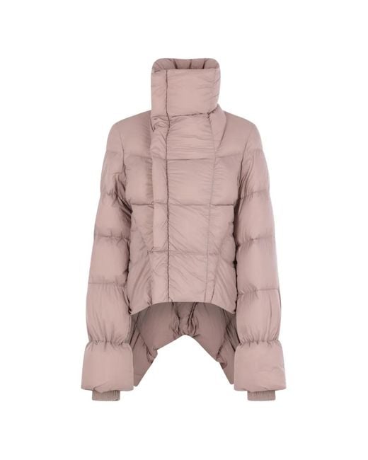 Rick Owens Pink Quilted High-Neck Jacket