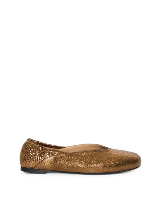 Momoní White Laminated-Effect Leather Ballet Flats