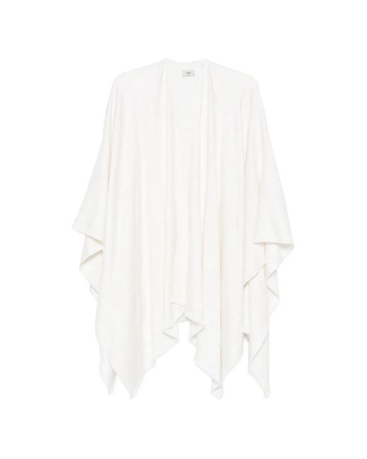 Fendi White Ff Wool And Silk Poncho