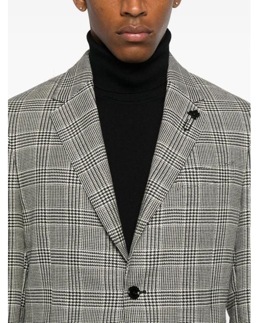 Lardini Gray Checked Two-Button Blazer for men
