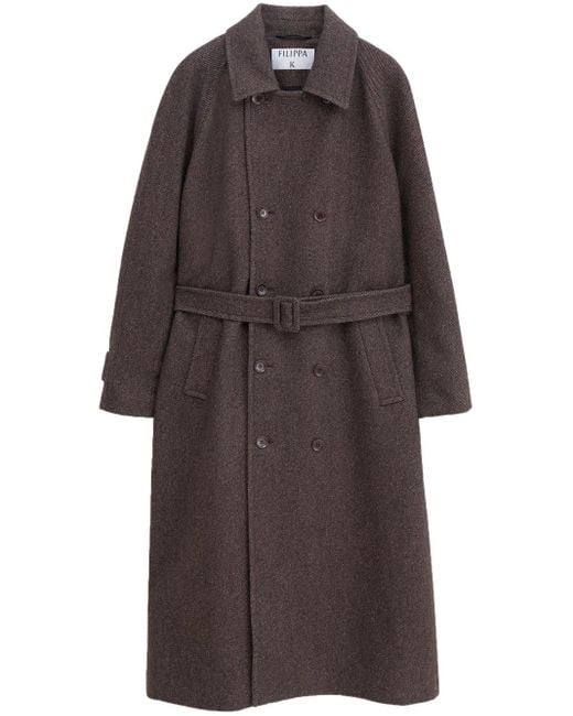 Filippa K Brown Double-Breasted Trench Coat for men
