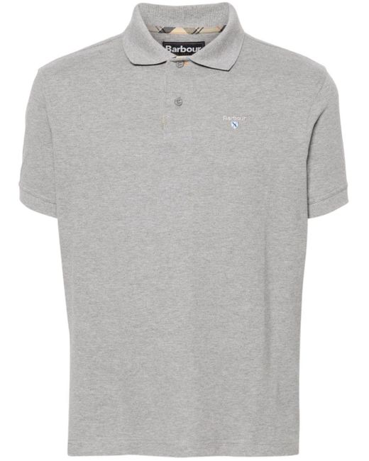Barbour Gray Logo-embroidered Cotton Polo Shirt for men