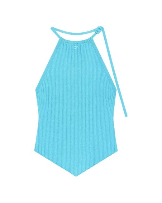 Courreges Geribbelde Tanktop in het Blue
