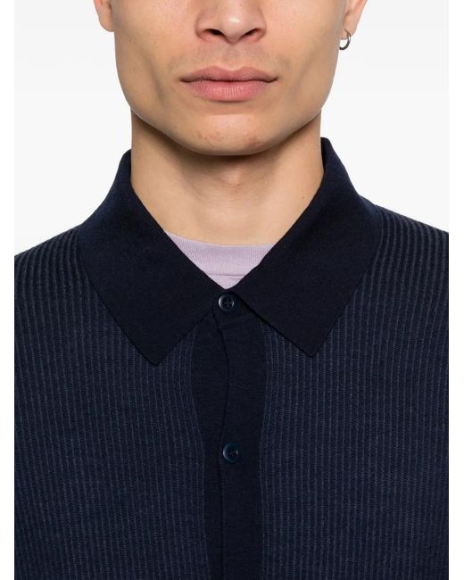 Bompard Blue Polo Boutonné À Design Côtelé for men