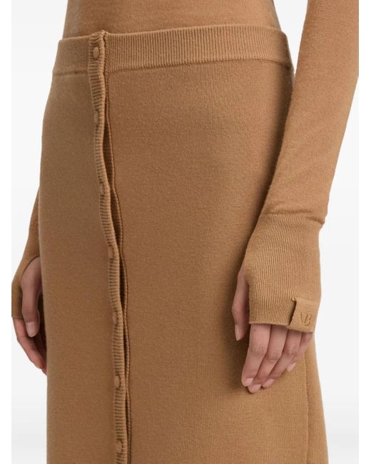 Falda midi con botones Victoria Beckham de color Brown