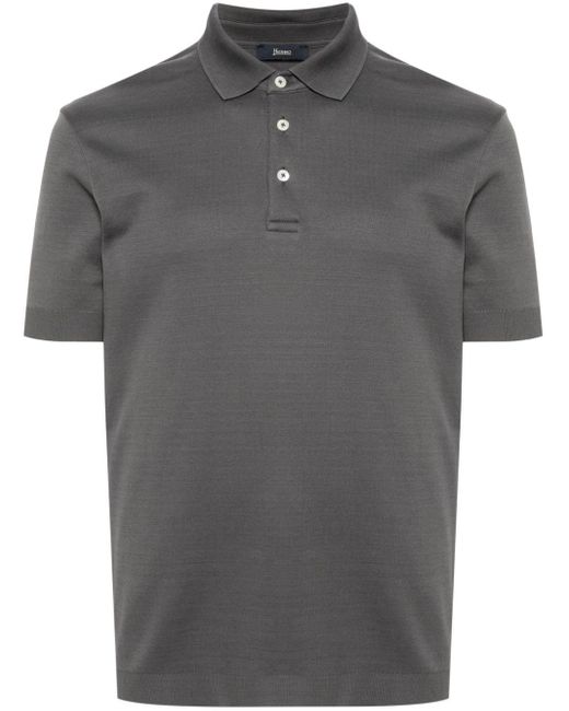 Herno Gray Button-up Cotton Polo Shirt for men