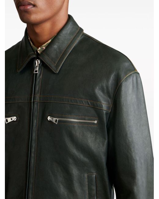 Etro Black Debossed-logo Leather Jacket for men