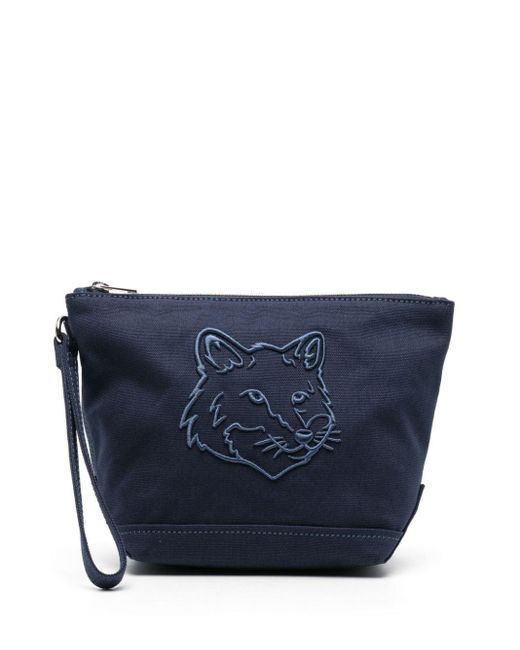 Maison Kitsuné Blue Fox Head Cotton Make Up Bag
