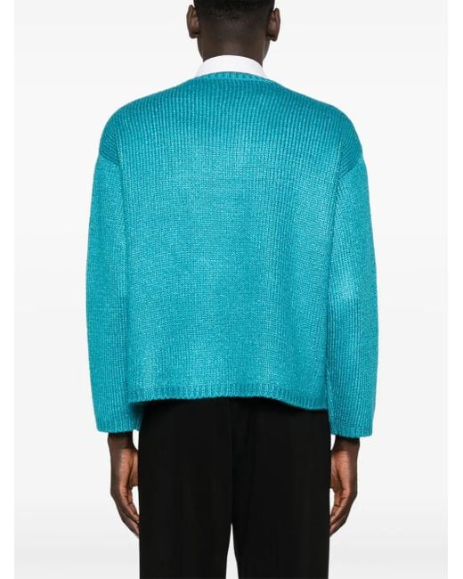 Valentino Garavani Blue High-Shine Finish Sweater for men