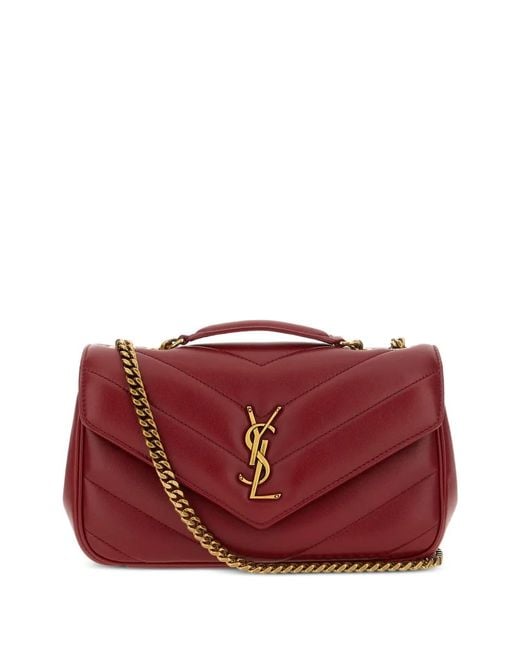 Saint Laurent Red Small Loulou Leathershoulder Bag