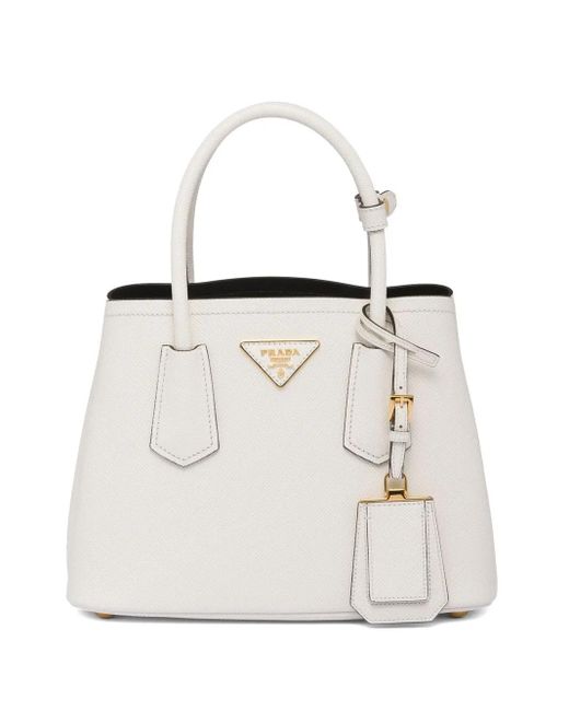 Prada White Shopper Aus Saffiano-Leder