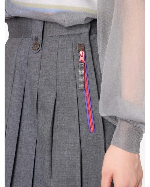 Kolor Gray Pleated Panelled Mini Skirt
