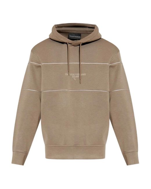 Emporio Armani Hoodie mit Logo-Print in Natural für Herren