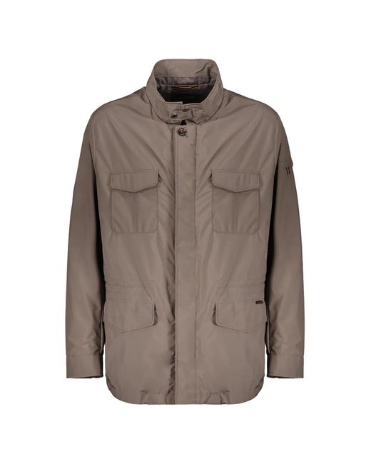 Moorer Brown High-Neck Multi-Pocket Jacket for men